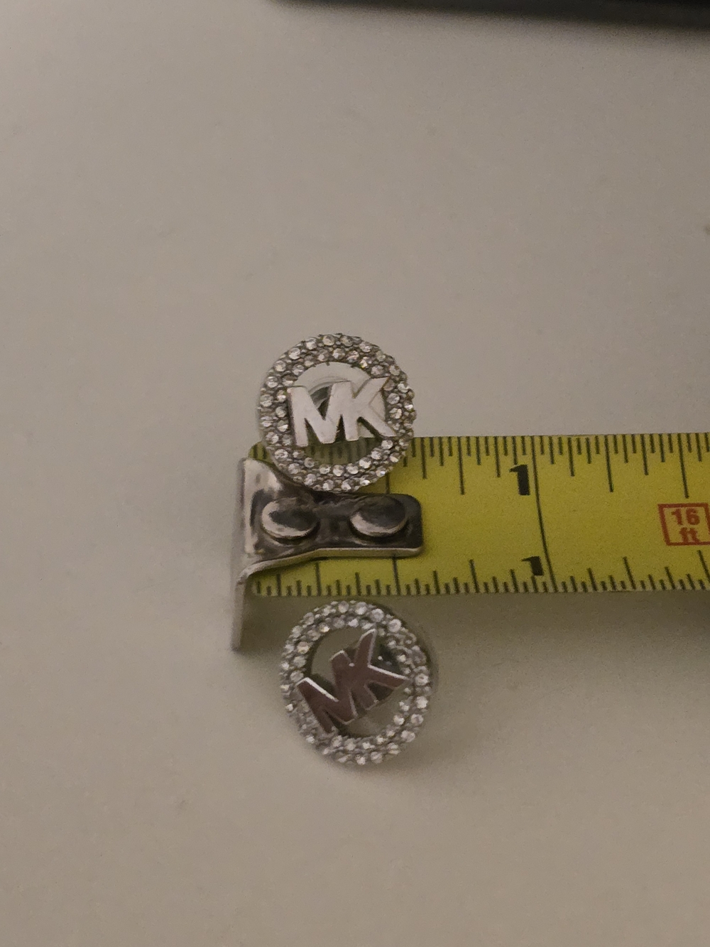 Michael Kors Silver Crystal MK Logo Earrings